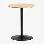 Ronde Eettafel In Mdf En Metaal Yvetta Eikenhout & Ø60 Cm & Zwart - Sklum