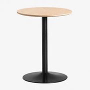 Ronde Eettafel Van Mdf En Ijzer Yvetta Eikenhout & Ø60 Cm & Zwart - Sklum