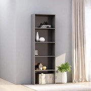 vidaXL Boekenkast met 5 schappen 60x30x189 cm spaanplaat hoogglans grijs