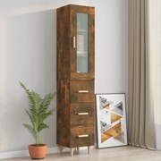 vidaXL Hoge kast 34,5x34x180 cm bewerkt hout gerookt eikenkleurig