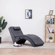 vidaXL Massage chaise longue met kussen kunstsuède grijs