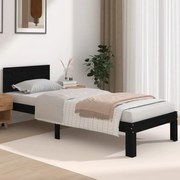 vidaXL Bedframe massief hout zwart 75x190 cm 2FT6 Small Single