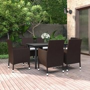 vidaXL 7-delige Tuinset met kussens poly rattan en glas