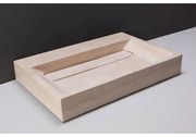 Forzalaqua Bellezza wastafel 80.5x51.5x9cm Rechthoek 1 kraangat Natuursteen Travertin gezoet 100340