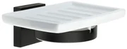 Smedbo House Zeepschaal - 12.7x4.8x7.8cm - zelfklevend / boren - Massief messing Mat Zwart/Porcelein RB342P