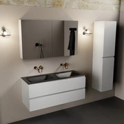 Mondiaz Aivy badmeubel 120cm talc met wastafel solid surface urban dubbel zonder kraangat en spiegelkast