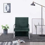 vidaXL Fauteuil met chromen poten fluweel donkergroen