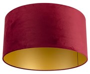 Stoffen Velours lampenkap rood 50/50/25 met gouden binnenkant cilinder / rond