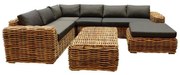 Sabuga hoek loungeset 6-delig naturel rotan