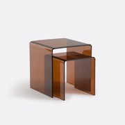 Set van 2 mimi bijzettafeltjes van gehard glas, Joan