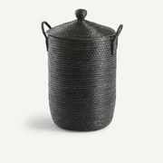 Linnenmand in gevlochten rijststro, Honoka