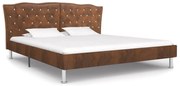 vidaXL Bedframe kunstsuède bruin 135x190 cm