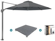 Platinum Voyager ronde zweefparasol T1 3 m. - Antraciet met voet en hoes