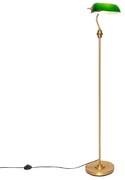 Klassieke notaris vloerlamp brons met groen glas - Banker