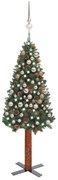 vidaXL Kunstkerstboom met LED's en kerstballen smal 210 cm PVC groen