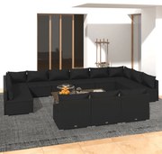 vidaXL 13-delige Loungeset met kussens poly rattan zwart