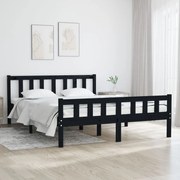 vidaXL Bedframe massief hout zwart 135x190 cm 4FT6 Double