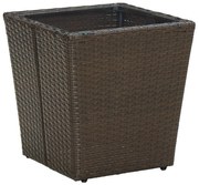 vidaXL Salontafel 41,5x41,5x44 cm poly rattan en gehard glas bruin