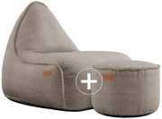 Canvas Lounge Chair & Pouf - Zand