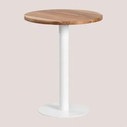 Ronde Bartafel Acacia Hout Macchiato Ø60 Cm & Wit - Sklum