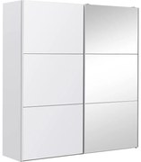 Goossens Kledingkast Easy Storage Sdk, 153 cm breed, 220 cm hoog, 1x 3 paneel glas schuifdeur li en 1x 3 paneel spiegel schuifdeur re