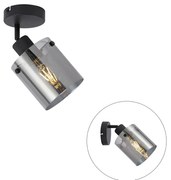 Design wandspot zwart met smoke glas - Domo