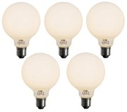 Set van 5 E27 3-staps dimbaar LED lamp opaal G95 4W 450 lm 2700K