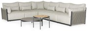 SUNS Sorrento hoek loungeset links 4 delig matt royal grey / soft grey mixed weave