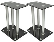 vidaXL Speaker standaard Vocal set van 2 zwart glas