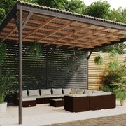 vidaXL 13-delige Loungeset met kussens poly rattan bruin