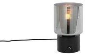 Art Deco tafellamp zwart met smoke glas - Laura