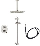 Saniclear Exclusive Pro inbouw regendouche 30cm rond met plafondarm, glijstang en staafhanddouche RVS