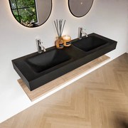 Zaro Alan badmeubel 140cm met planchet washed oak en vrijhangende wastafel cloud dubbel 2 kraangaten urban