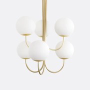 Hanglamp in messing en opaline glas, Moricio