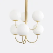 Hanglamp in messing en opaline glas, Moricio