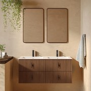 Muebles Marbella badmeubel ribbelfront 120cm walnoot met witte wastafel met kraangat