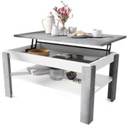 ASTI-P Millenium beton/wit mat - moderne salontafel met liftblad