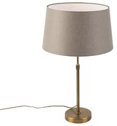 Bronze tafellamp met linnen kap taupe 35cm  - Parte