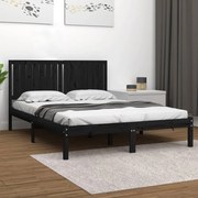 vidaXL Bedframe massief hout zwart 150x200 cm 5FT King Size