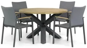 Tuinset Ronde Tuintafel 4 personen 120 cm Aluminium/textileen Grijs  Lifestyle Garden Furniture Brandon/Rockville