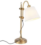 Klassieke tafellamp brons met witte kap - Ashley Klassiek / Antiek E27 Binnenverlichting Lamp