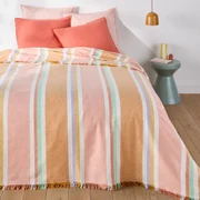 Veelkleurige sprei met strepen in linnen en katoen, Maisie