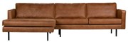 BePureHome Rodeo Hoekbank Chaise Longue Eco Leer Links Cognac