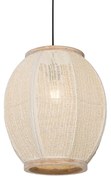 Stoffen Oosterse hanglamp naturel 35 cm - RobOosters E27 ovaal Binnenverlichting Lamp