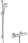 Hansgrohe Croma Select E Doucheset - glijstangset - croma select e vario - handdouche 90cm - Ecostat Comfort douchekraan - thermostatisch - wit/chroom 27082400