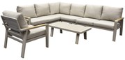 Lola hoek loungeset 6-delig aluminium zand latte