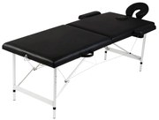 vidaXL Massagetafel met 2 zones inklapbaar aluminum frame zwart