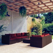 vidaXL 8-delige Loungeset met kussens poly rattan bruin