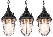 Set van 3 industriele hanglampen zwart - Cabin Industriele / Industrie / Industrial E27 rond Binnenverlichting Steen / Beton Lamp