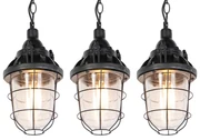 Set van 3 industriele hanglampen zwart - Cabin Industriele / Industrie / Industrial E27 rond Binnenverlichting Steen / Beton Lamp